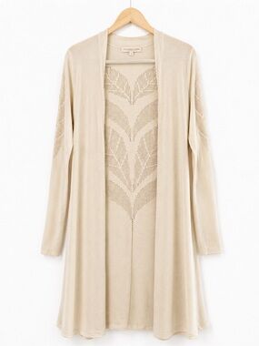 ✨ Indigenous Cream Organic Cotton Duster Cardigan Boho Longline Size XS ✨